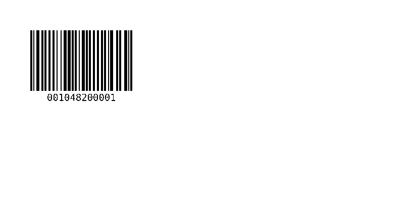 The same digits in Code 128 subset C, 202 dots wide