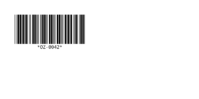 Code 39 barcode for OZ-0042 with *OZ-0042* printed under it