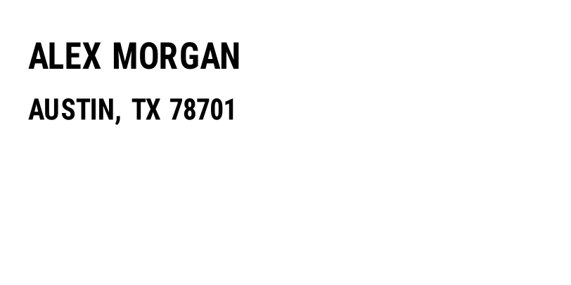 The label with the name and city printed near the top