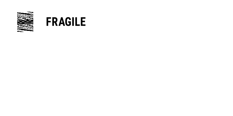 An icon printed as slanted stripes next to the word FRAGILE