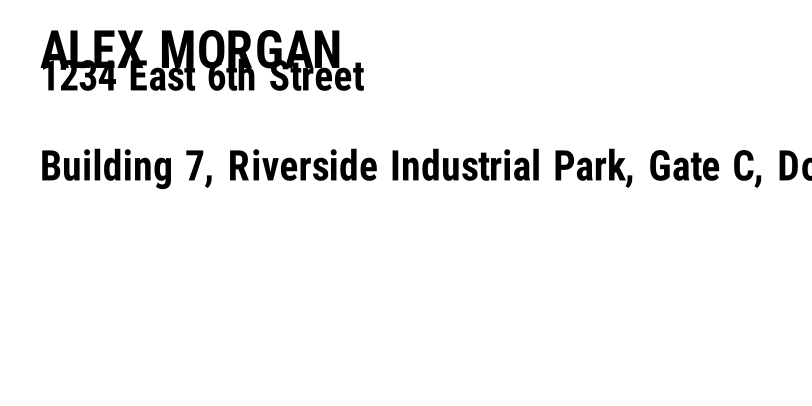 A name and a street line printed on top of each other, and a long address cut at the right edge
