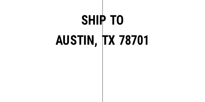 Two text lines centered on the label's center line