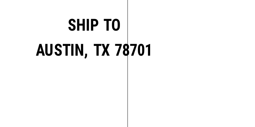 Two text lines centered to the left of the label's center line
