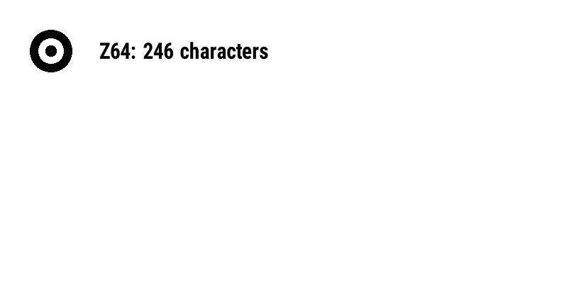 The same black ring drawn from Z64 compressed data, labelled 246 characters
